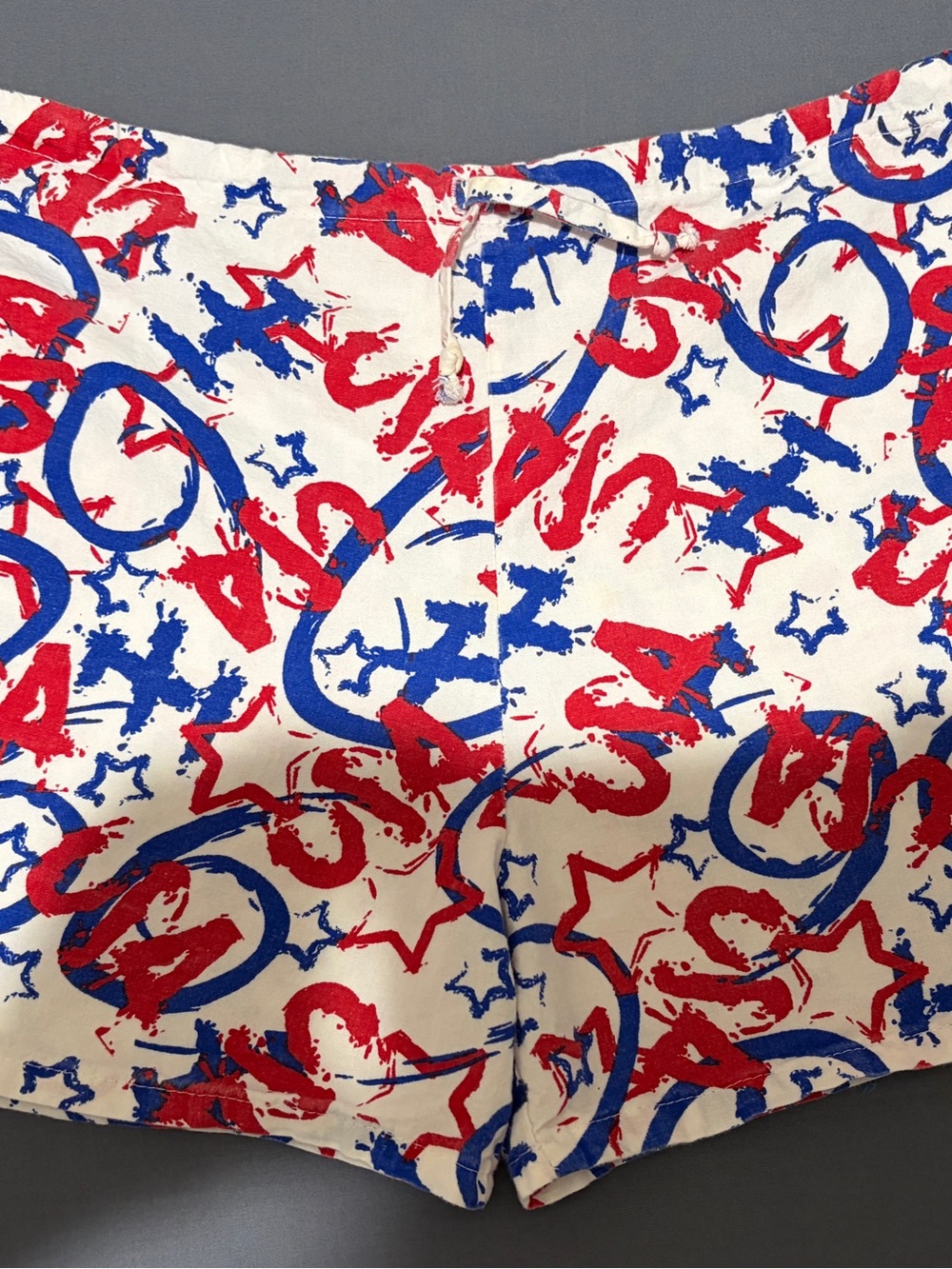 Patriotic Red & Blue Star Print Shorts: TWO of them sold together.